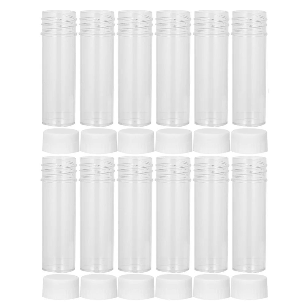 

12Pcs Plastic Container Tubes Screw Cap Leakproof for Liquids Powders Travel Sample Bottles Transparent Storage Vials