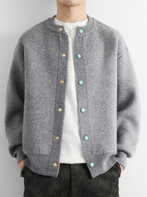 

Men's Knitted Open Cardigan Sweater Loose Fit Collar Autumn Winter College Sle Striped Casual Long Sve Soft Polyester