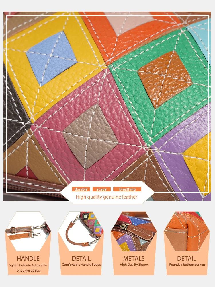 Zency Fashion Novel Multi-Color Shoulder Bag For Women Crossbody Satchels Handbag Three Pockets Sac Elegant Bag for Wife Lover