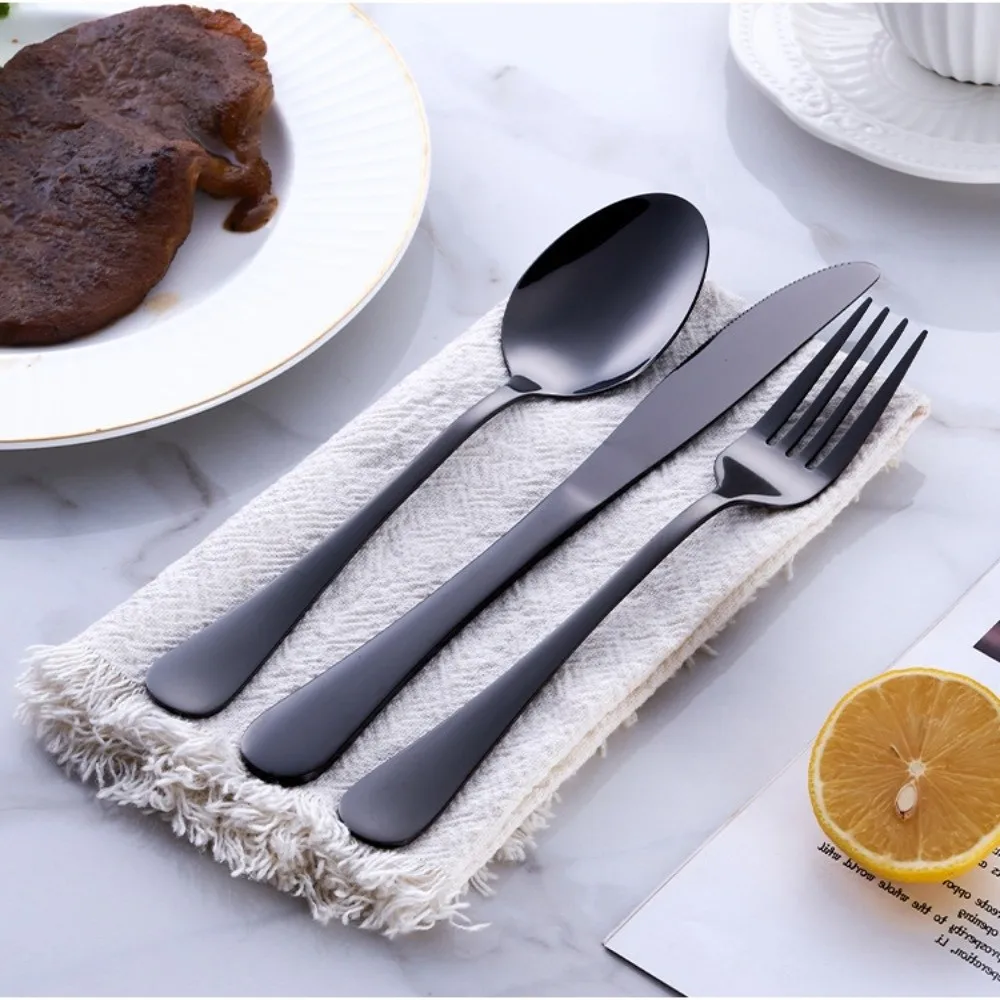 

24 шт. пищевой набор столовых приборов с коробкой, легкий роскошный декор, набор ложек и вилок для ужина, портативная минималистичная посуда из нержавеющей стали