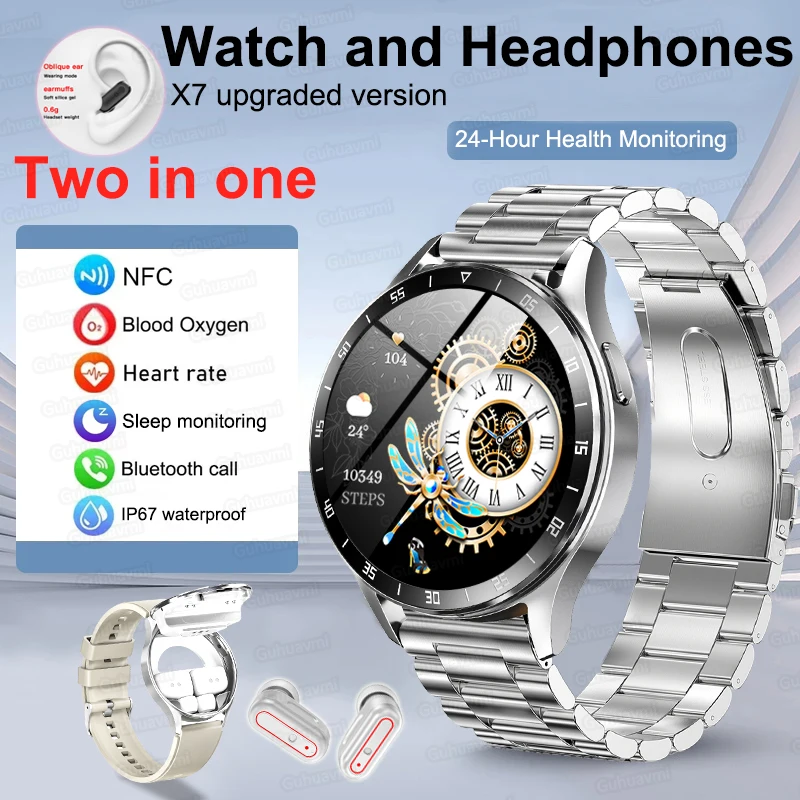 2024Smart Watch And Earphones Built-in TWS Earbuds Bluetooth Dual Headset Call Wristwatch Music Sport Smartwatch Fitness Tracker