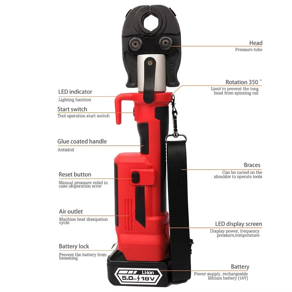 SD1930 Factory Customizable Battery Powered Hydraulic Electric Pipe Pressing Tool PEX Crimping Machine Plumbing Tools for Copper view 4