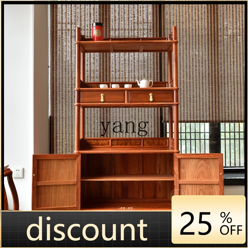 

LTT mahogany dining side cabinet Chinese bookcase big fruit red sandalwood wine cabinet display cabinet