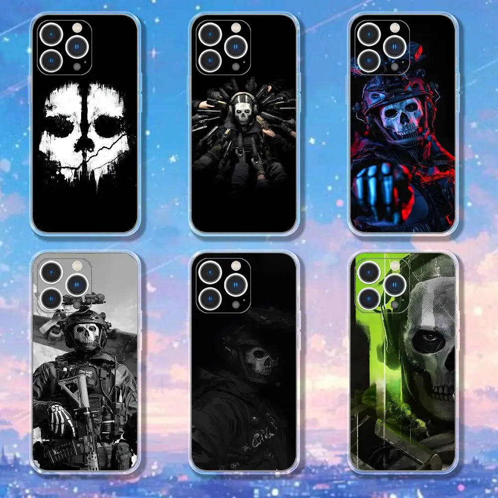 

C-COD Call Of D-Duty Ghost Phone Case For iPhone 16,15,17,12,13,14,11 Max,Pro,Plus,X,XS,XR,SE4,E Mini Transparent Cover