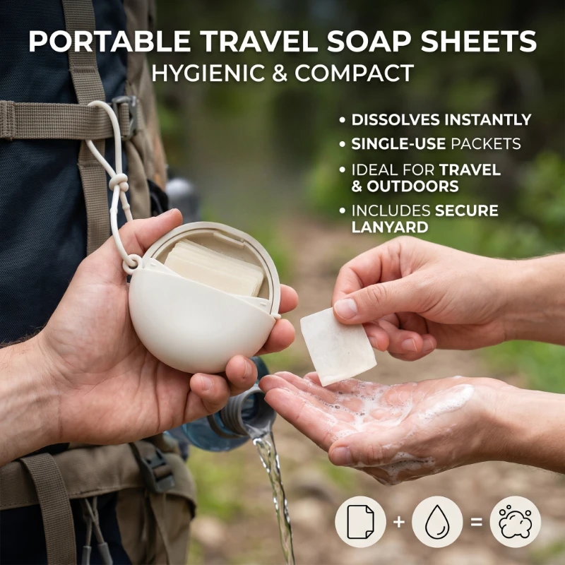 50 pieces per box Portable Travel cleaning Soap Sheets Mini Outdoor Disposable Hygiene Cleaning Hand Wash Soap Paper