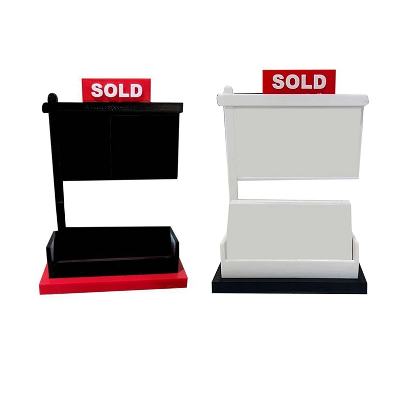 Real Estate Business Card Holder Display,Business Card Holder For Desk, Office Reception Tabletop Business Black&White,A