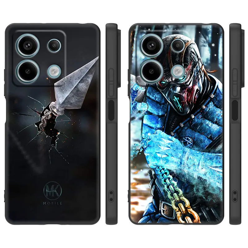 Game Mortal Kombat Black Cartoon Case For Xiaomi Redmi Note 13 Pro Plus 11T 10T 9S Pro Redmi 13C 12R 12C 10C 10A 9T 9C 9A 70 Pro