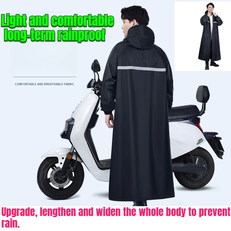 

Motorcycle riding long single raincoat thickened full body riot one-piece poncho electric Oxford cloth hooded lengthened