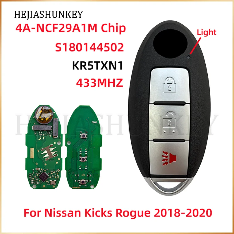 S180144502 KR5TXN1 285E3-5RA0A 3 Button Smart Remote Car Key Fob 433MHz 4A Chip NCF29A1M For Nissan Kicks Rogue Sport 2018-2020