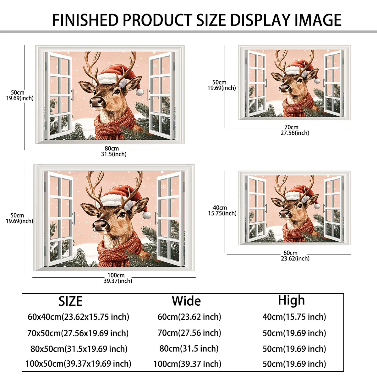 1pc simulated window wall sticker featuring a deer wearing Christmas hat and scarf decoration waterproof and concealing flaws