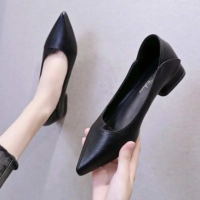 

Simple Solid Coloured Women's Classic Pointed Toe Suitable Business Office Comfortable To Wear Low Heel Pumps Work Dress Shoes