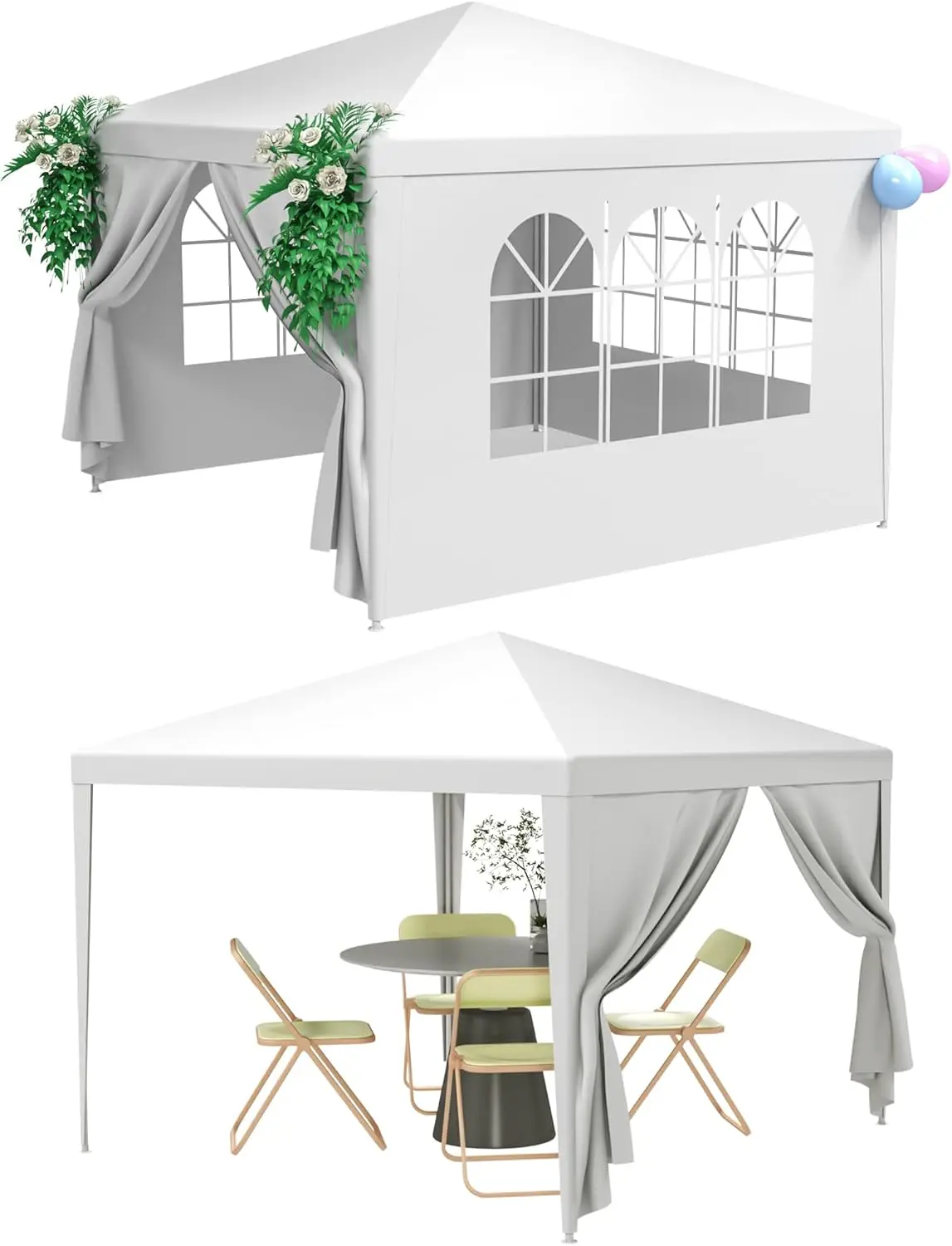 

10'x10' Outdoor Canopy Patio Camping Gazebo Storage Shelter Pavilion Cater Party Wedding BBQ Events Tent Removable Sidewalls