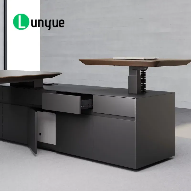 Modern Office File Cabinet Wardrobe High Storage Cupboard with Hanging Rod Walnut Door A-L Style Furniture for Home Workplace