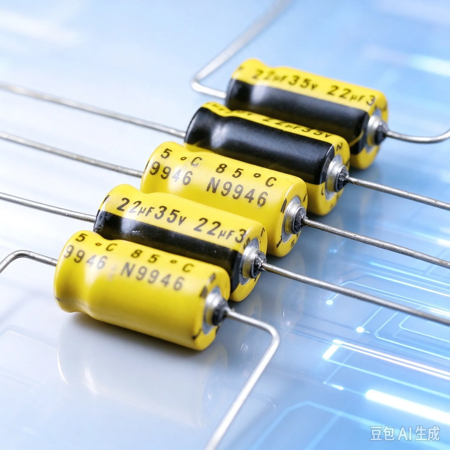 20pcs-for-nichicon-vintage-yellow‑sleeve-axial-hi‑fi-coupling-capacitor-35v-22uf-made-in-japan