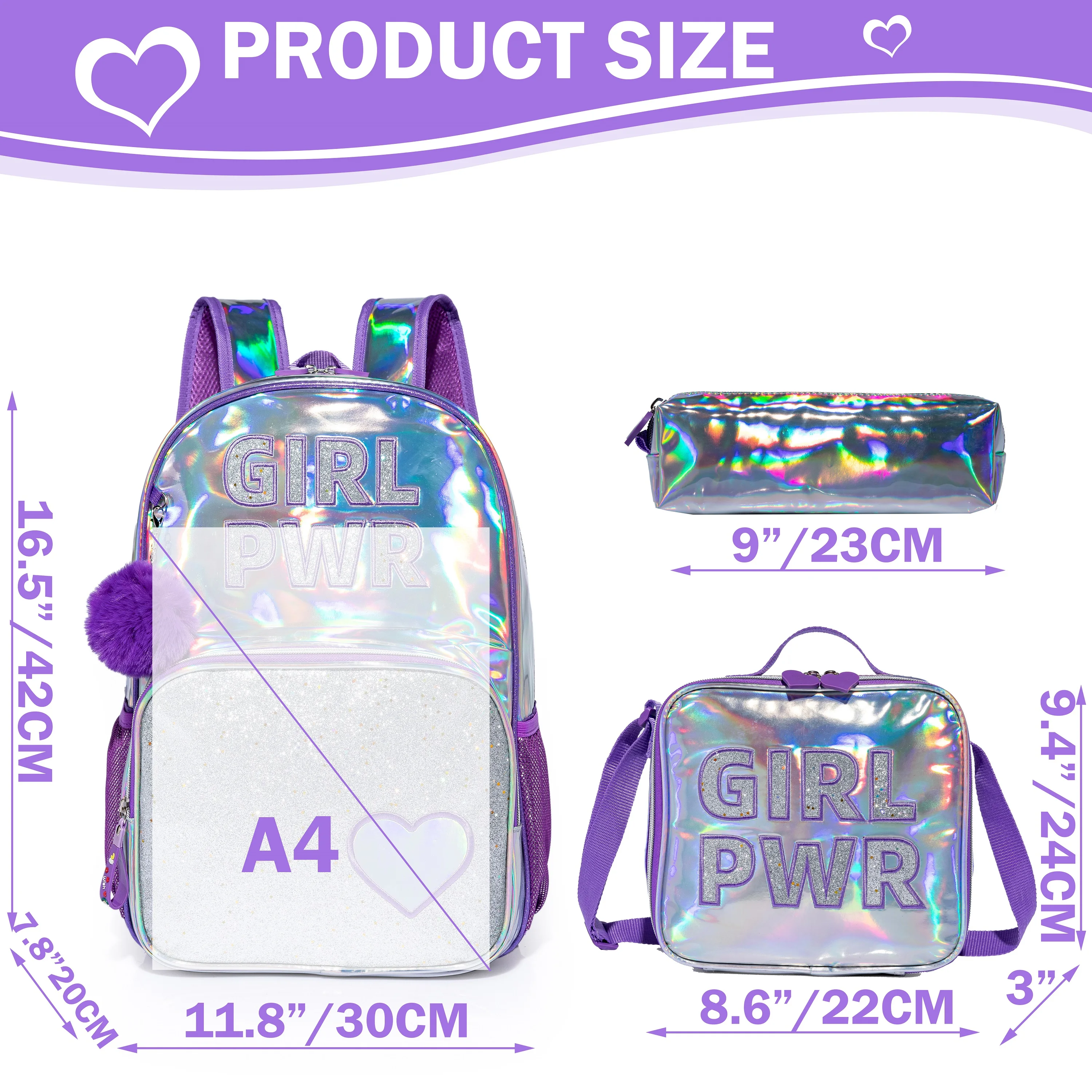 Backpack for Girls School Backpacks for Kids  Bookbag for Elementary Kindergarten Students Travel Bag with Lunchbox and Penbag