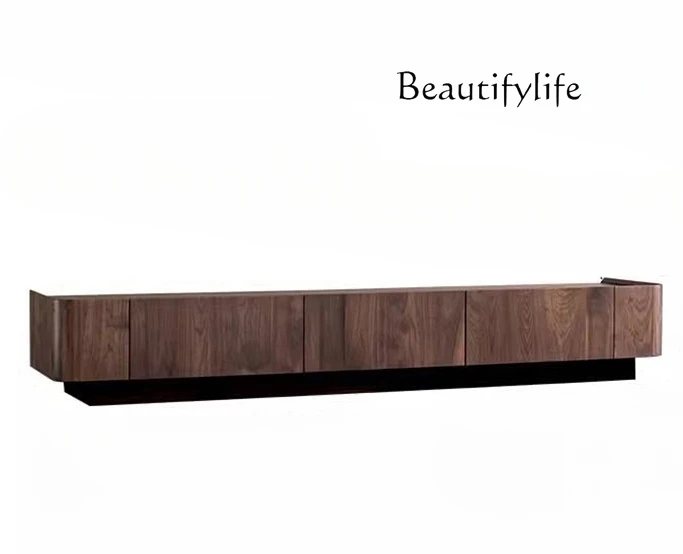 

North America Black Walnut Wooden TV Cabinet Solid Wood Light Luxury and Simplicity Modern Floor Storage Audiovisual Cabinet