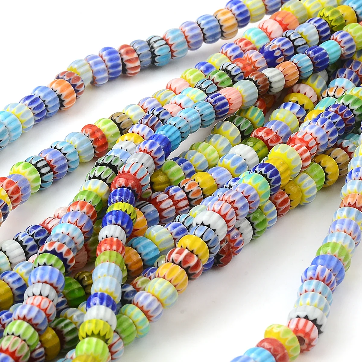 0.6cm Random Color Mix Flat Lampwork Glazed Glass Beads Loose Spacer Beads For Jewelry Making Bracelet Necklace DIY Handmade