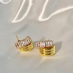 European and American style exquisite zircon earrings, high-end feel earrings, personalized fashion temperament earrings