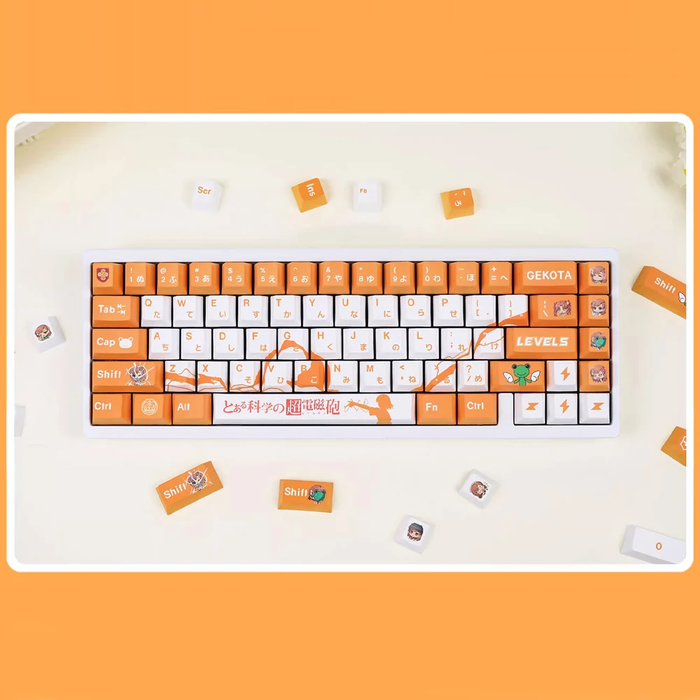 Misaka Mikoto Japanese Keycap Top-print Cherry Profile PBT Dye Sublimation Keycaps Or Red Axis Anime Theme Mechanical Keyboard