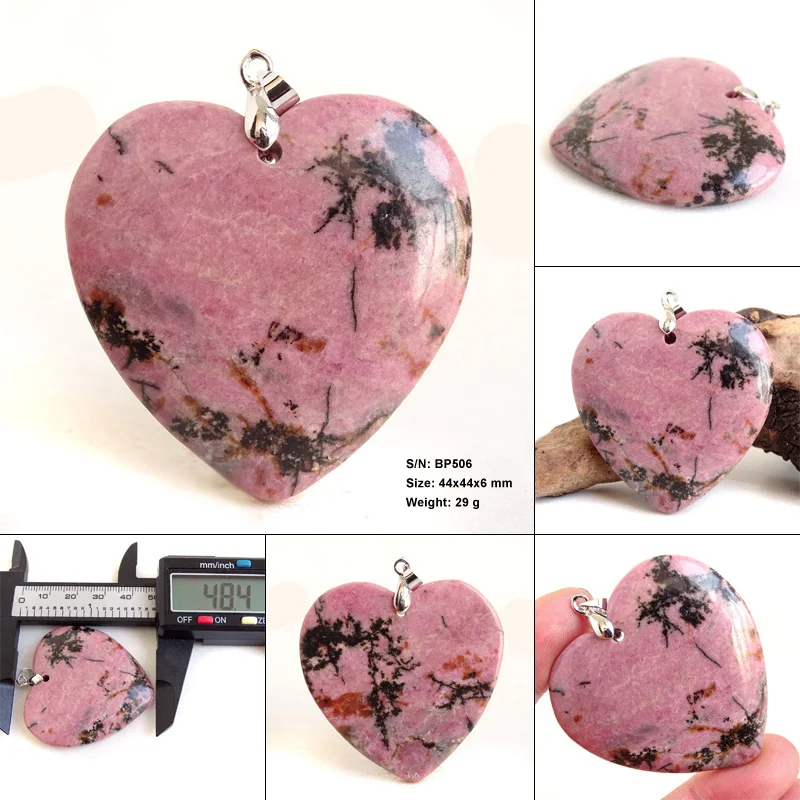 Classic Hot Natural Healing Rhodonite Gem Stone Bijoux Pendant Necklace For Women's And Men's Stone Costume Jewelry ZS512