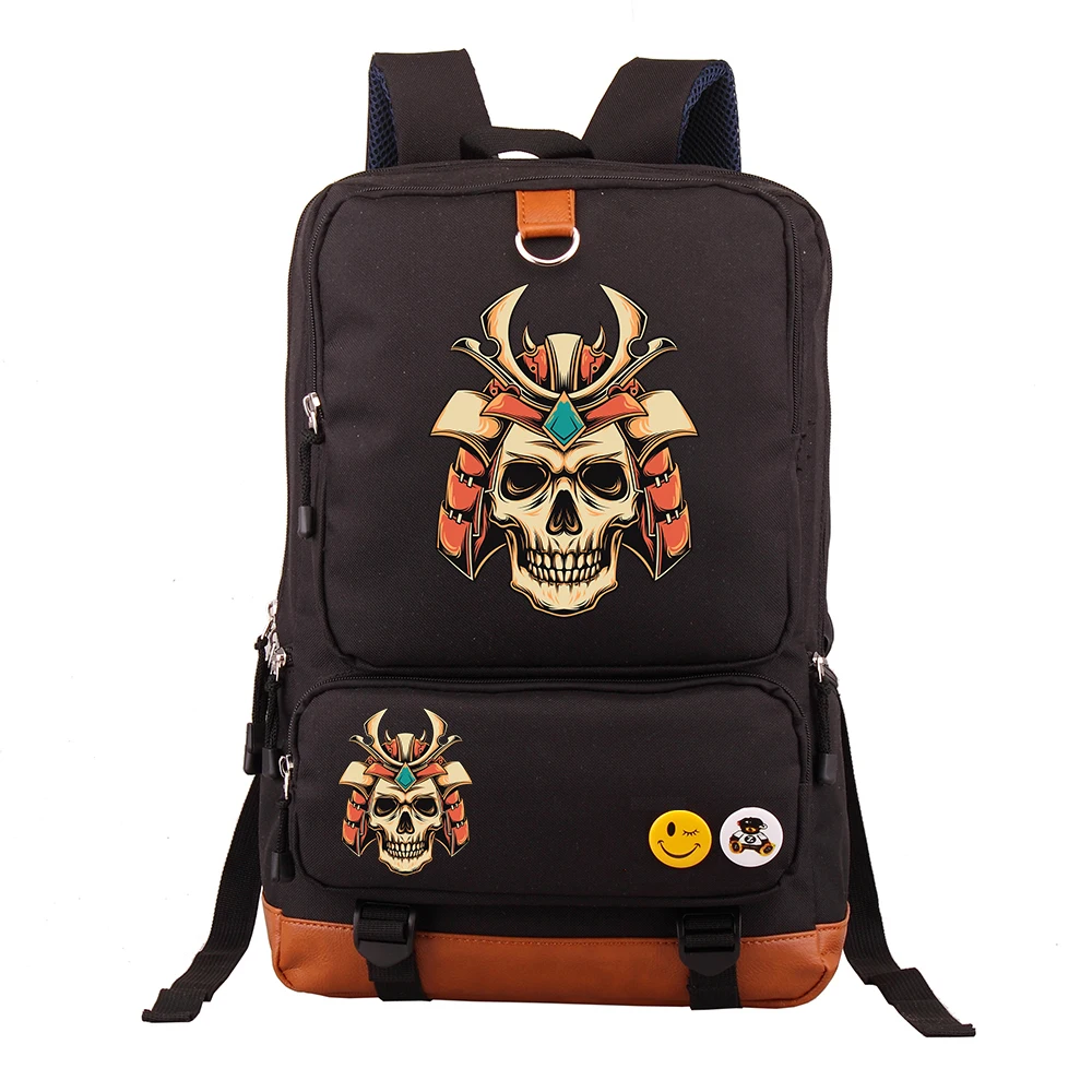 

Cartoon Skeleton Head 11' Laptop Backpack Large Capacity Casual Business Travel Student Double Shoulder Bag for Middle School