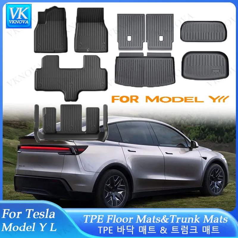 

Коврики для автомобиля из TPE для Tesla Model YL, полное покрытие, водонепроницаемые, противоскользящие, прочные, всепогодные, для защиты салона автомобиля.