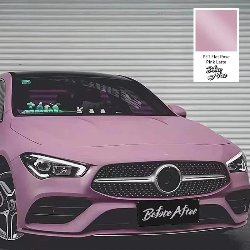 Factory Price Vinyl Car Decoration Film High Quality Iridescence Foil Printable Wrap PET Flat Rose Pink Latte