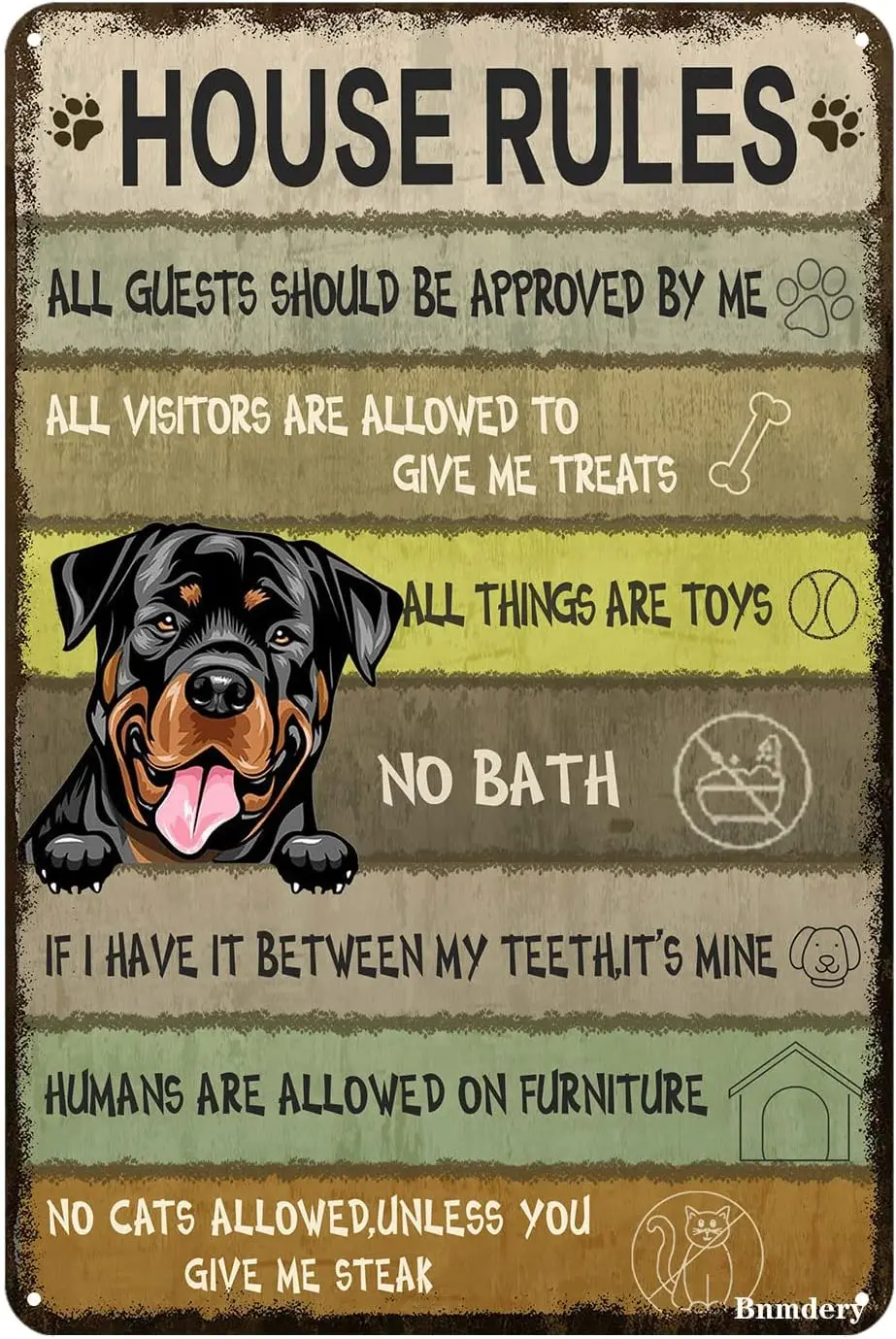 Funny Metal Sign Dog House Rules Retro Decor Home Kitchen Bar Cafe Club Cave Wall Decor Vintage Tin Sign 8x12 Inch