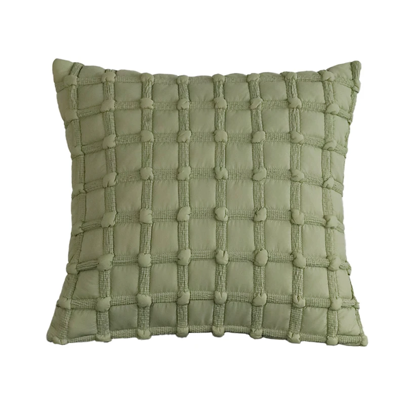 Matcha Green Quilted Plaid Decorative Cushion Cover Ultra Soft Skin-friendly Living Room Sofa Throw Pillow Cover Home Decor