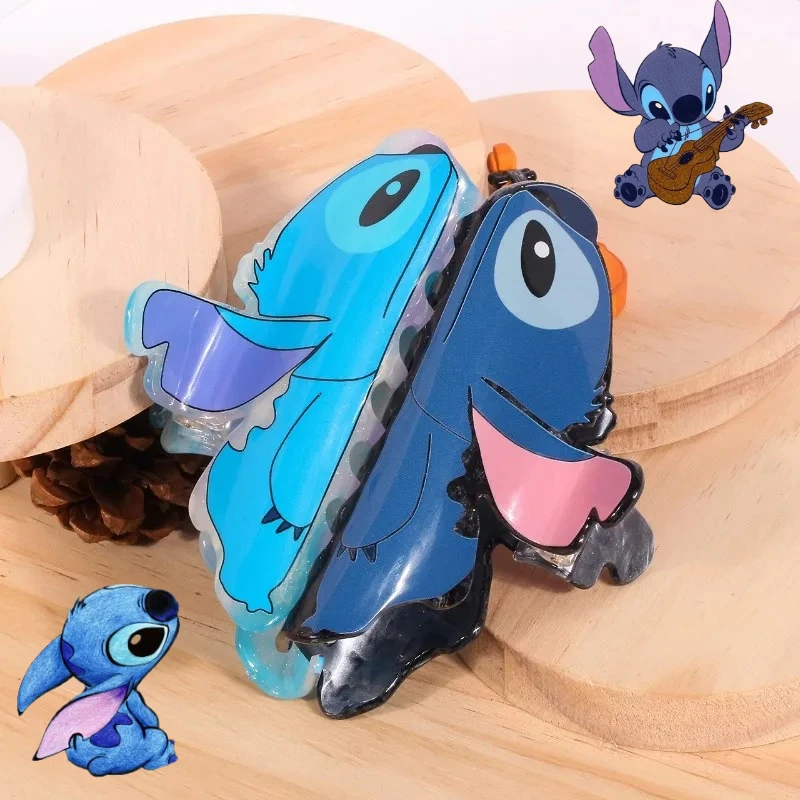 

Disney Stitch Shark Clip Women Simple Square Clip Cartoon Back of The Head Clips Anime Hair Accessories Acrylic Fashion Headband