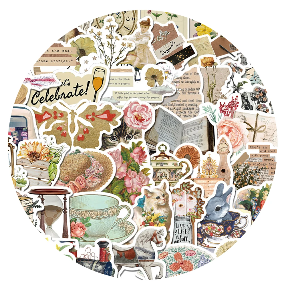 

10/30/50pcs Retro Old Time Art Pattern Stickers Aesthetic Decals Decoration Notebook Suitcase Phone Graffiti Sticker Wholesale