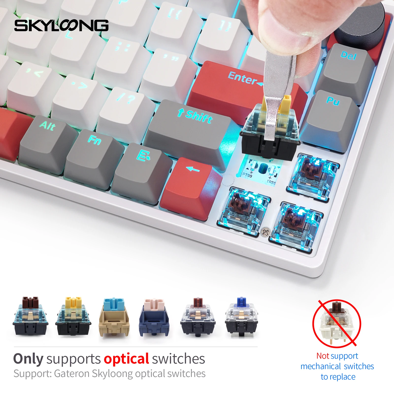 SKYLOONG Mechanical Keyboard SK61 GK61 Upgraded Version GK6+ Of Knob Gamer RGB Optical Hot Swappable Wired Mini Gaming Keyboards