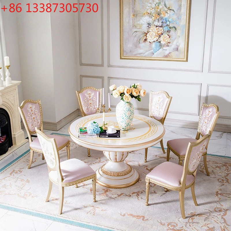 

Model room French light luxury rococo small French cream style dining table
