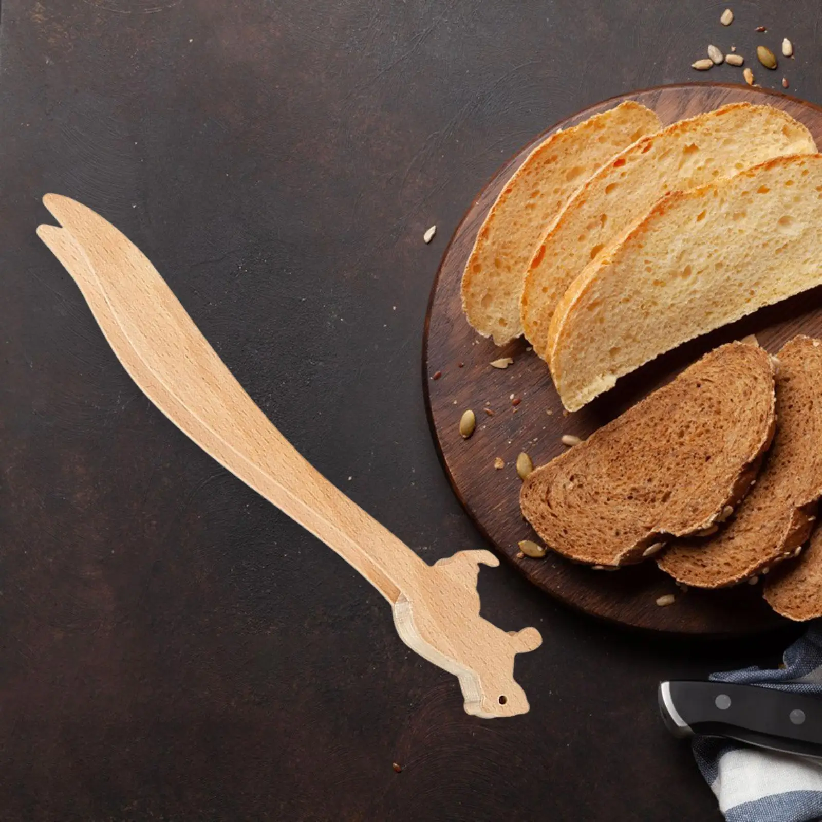 Tong tostadora de madera de 9 "de largo para frutas, ensalada, barbacoa