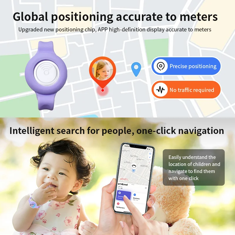 Kids Children Anti-lost Bracelet(Tag Included) Finder Working With IOS Find My Real Time Tracking Christmas Gifts