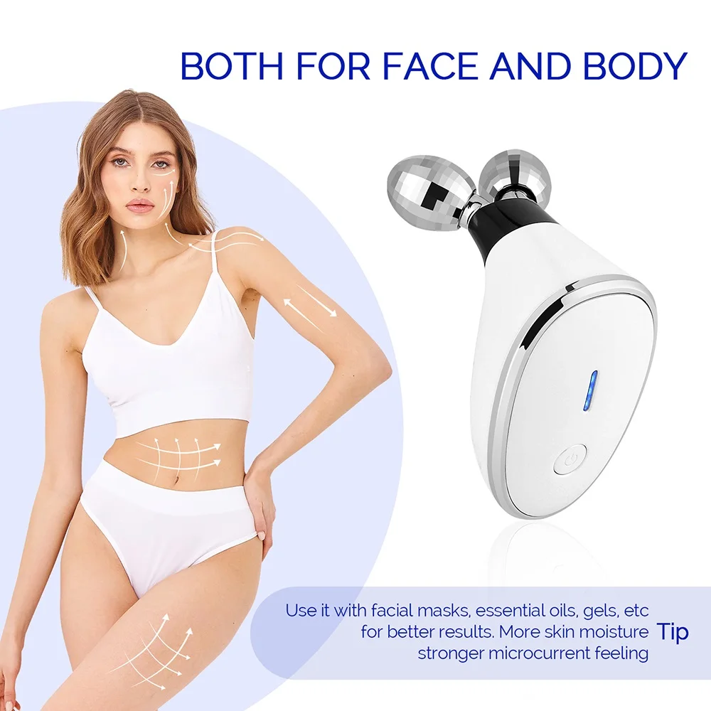 Machine de levage de visage EMS, rouleau amincissant pour le visage, micro masseur de courant, resserrement des lignes du cou, dissolvant de double ruisseau, appareil de soins de la peau
