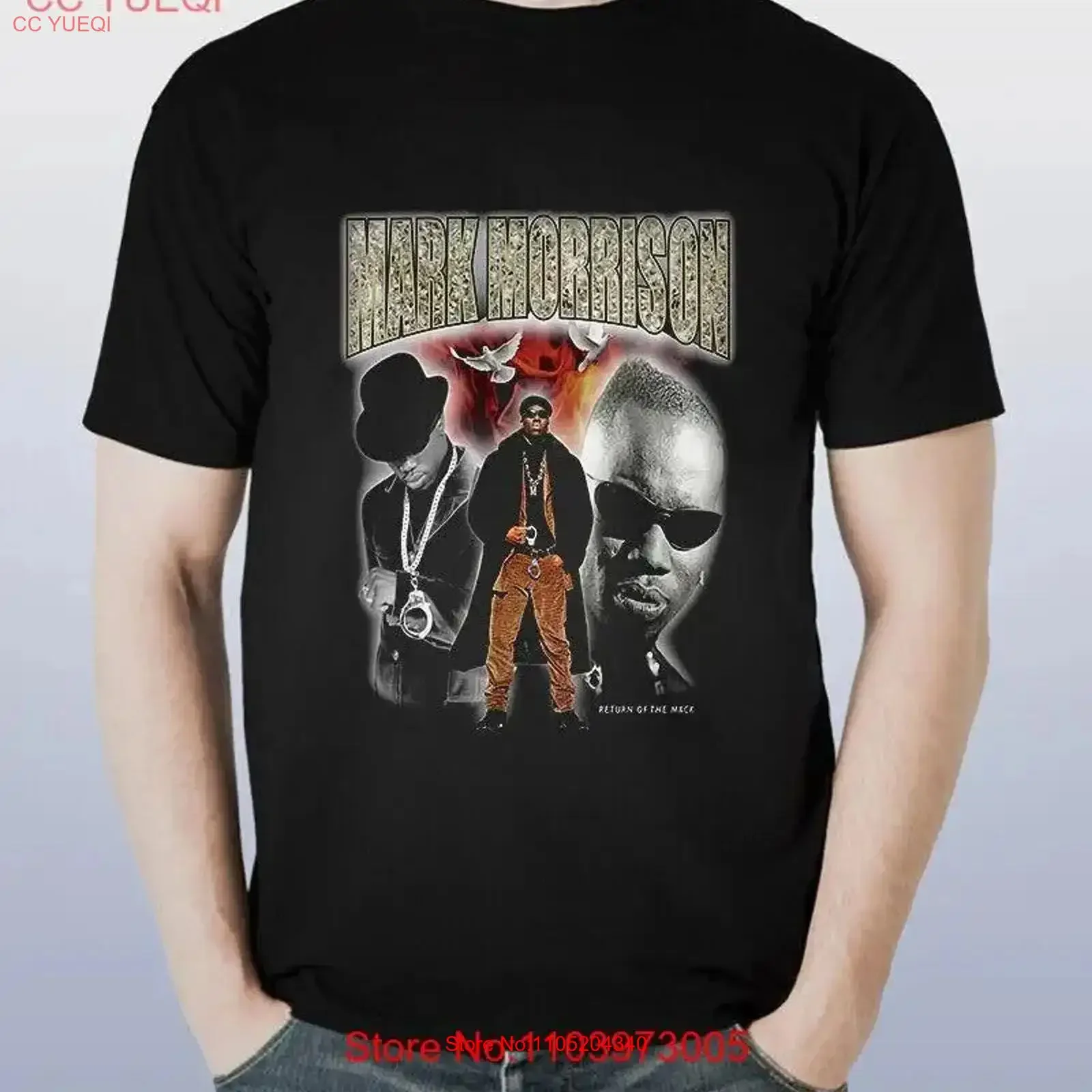 Morrison Mark-Camiseta negra de manga corta, Top transpirable lavado vintage para uso diario, ligeramente estirado