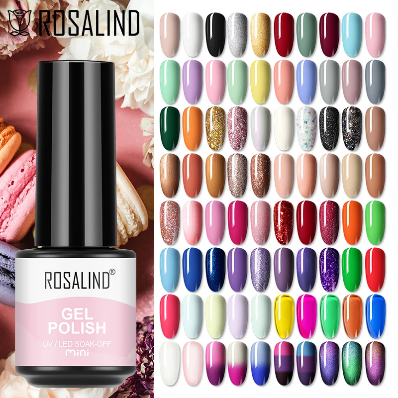 ROSALIND 150 Colors Nail Gel Polish Hybrid Varnish Semi Permanent Nail Art Top Base Coat Macaron Gel Nail Polish For Manicure