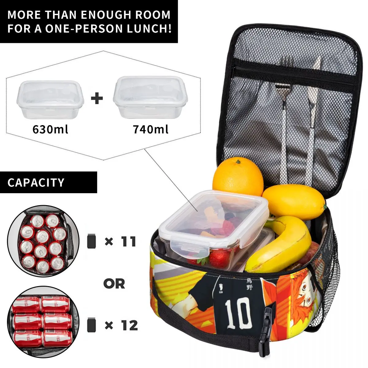 Haikyuu اليابانية أنيمي الحرارية معزول أكياس الغداء للمدرسة المحمولة بينتو صندوق الحرارية برودة صناديق الغداء #4