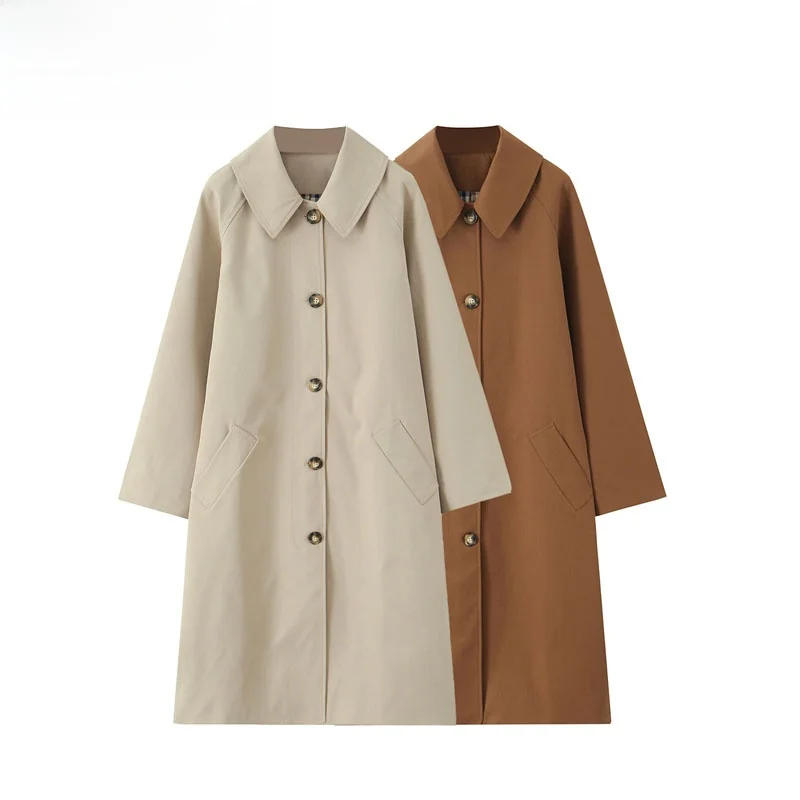 

Faionable Collar Single Button Windbreaker Outerwear for Women Autumn 2025 Street Sle Polyester Fiber 00%