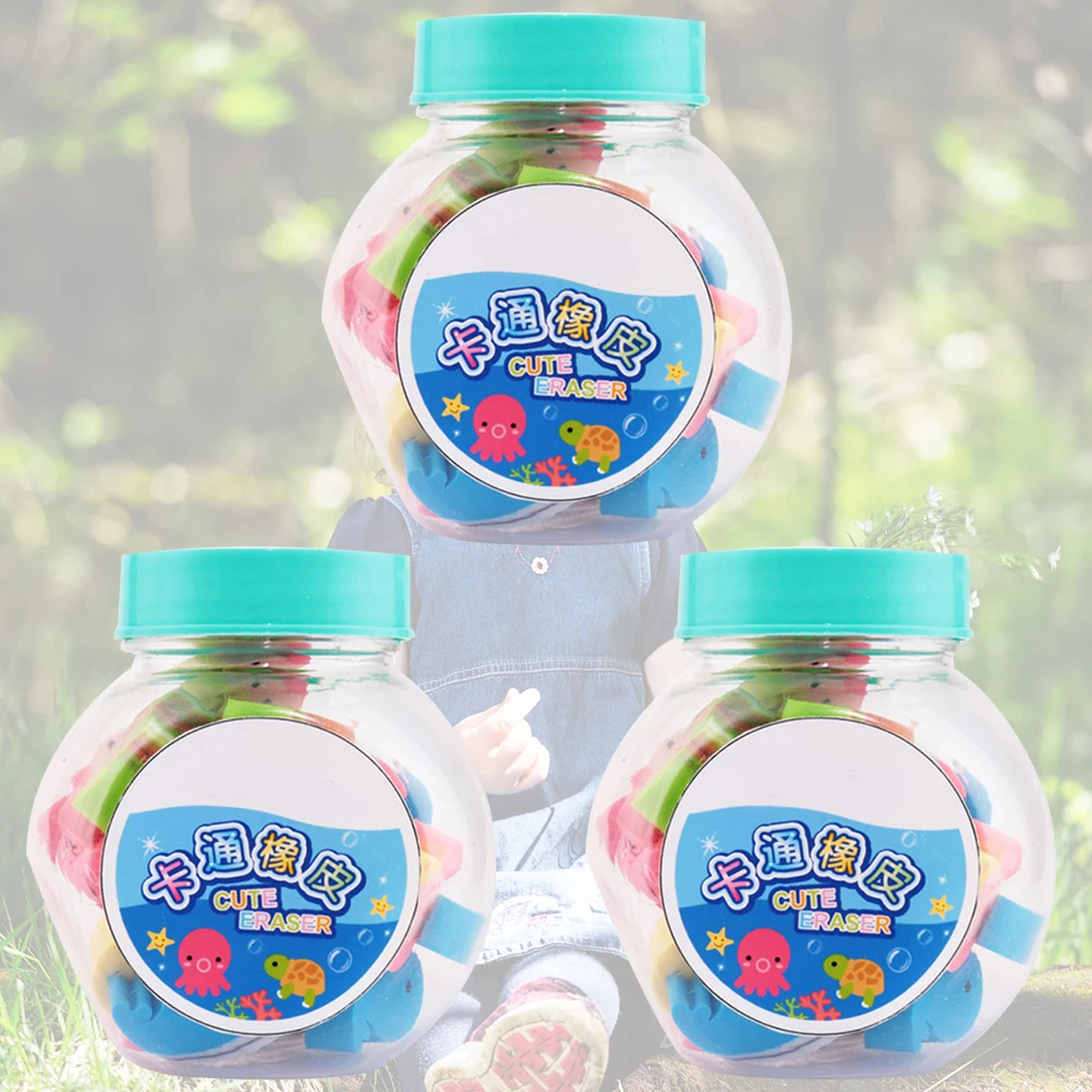 

Mini PVC Erasers 3 Cans Lovely Cartoon Creative Stationery Kids School Supplies Drawing Rubber