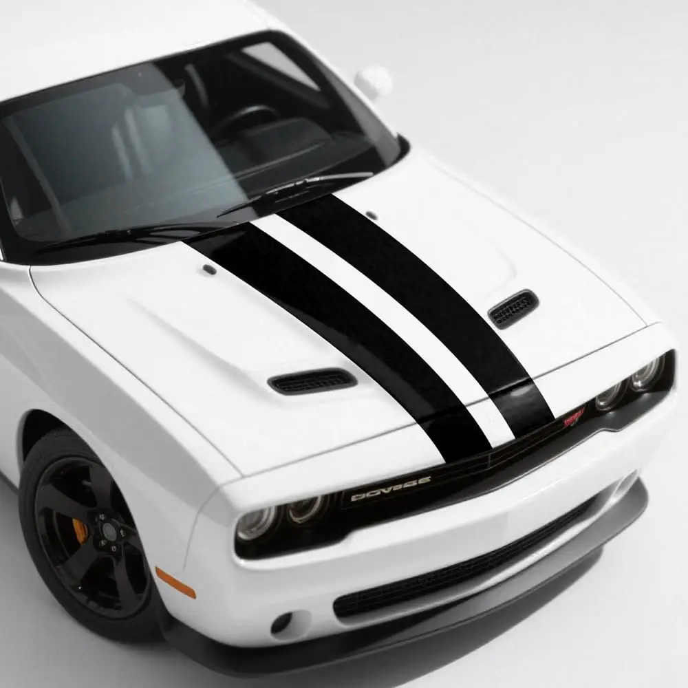 รถ Hood Bonnet Racing ไวนิล Decal สติกเกอร์ลายชุดใช้งานร่วมกับ Dodge Challenger 2008-ปัจจุบัน