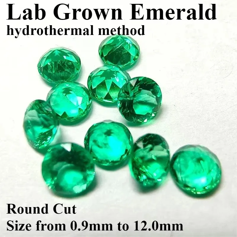 Lab Grown Emerald Columbia Round Cut Muzo Green Color Hydrothermal Small Size Gemstone for Jewelry Selectable Certificate