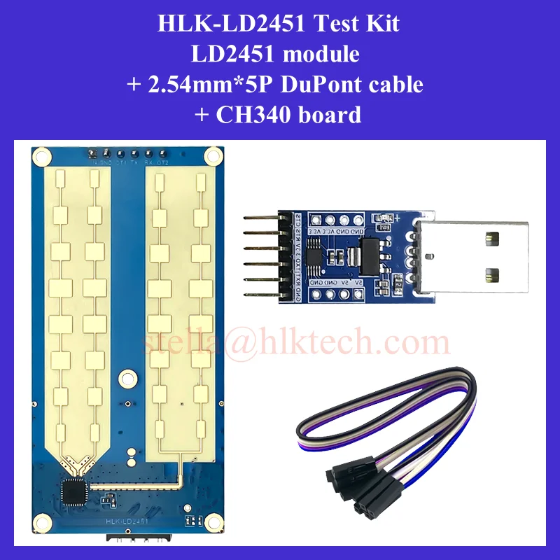 HLK-LD2451 24Ghz Road Vehicle Car Status Detection Sensor Ranging Speed Module Millimeter Wave Radar Blind spot LD2451 test kit