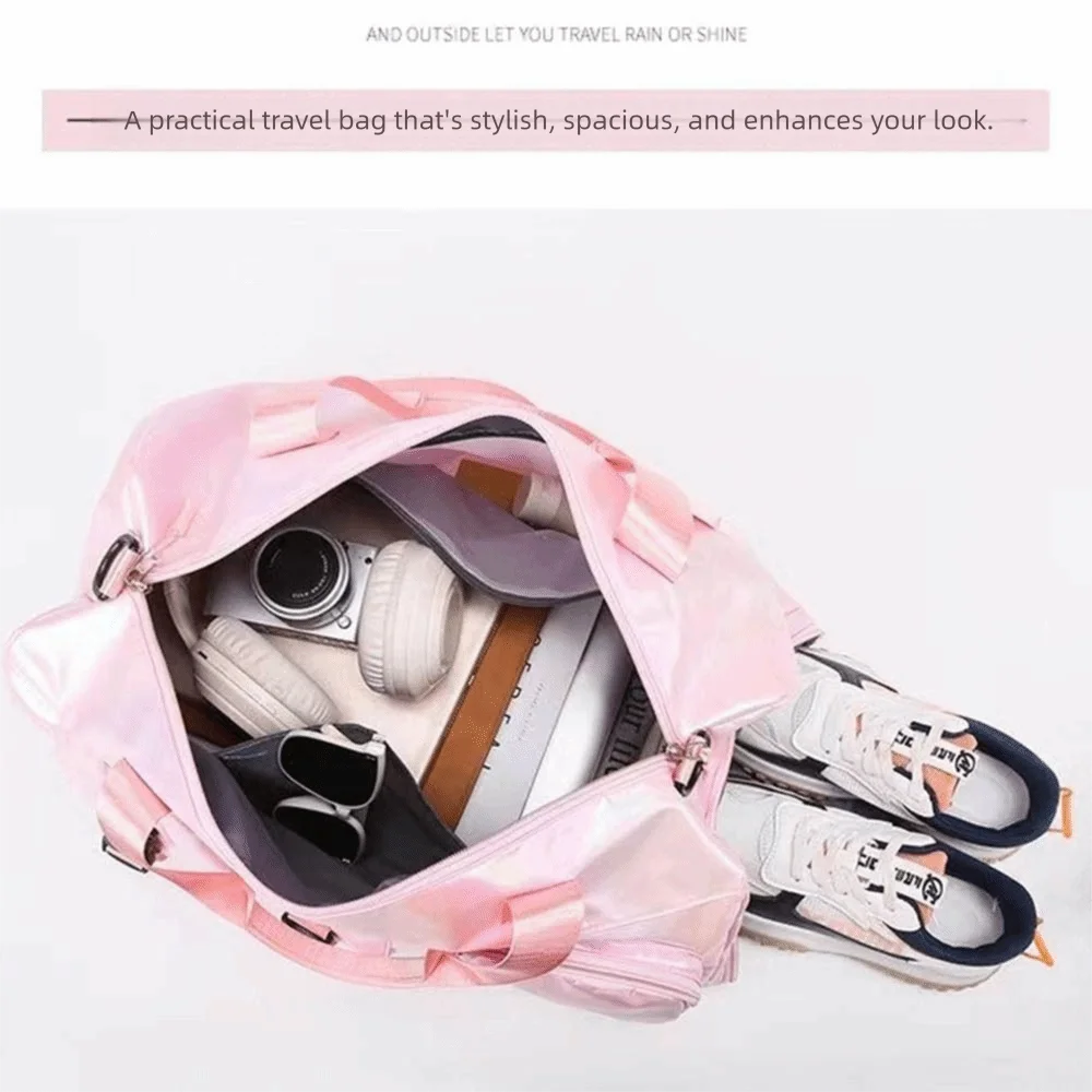 Pearl Glossy Gym Bag Wet Dry Separation Waterproof Fitness Training Handbag Large Capacity Carry-On Weekender Gym Tote Sports