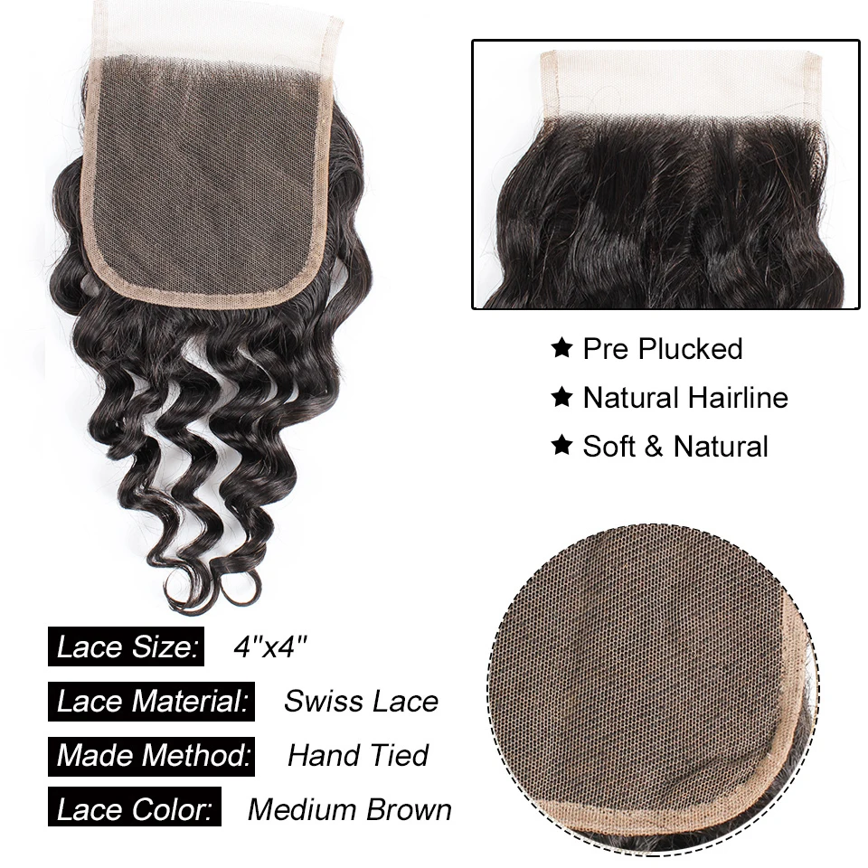 4*4 Lace Closure Water Wave Hair Dark Brown 1B 27 Ombre Honey Blonde Color 10-20 inch Remy Human Hair Closure MOGUL HAIR