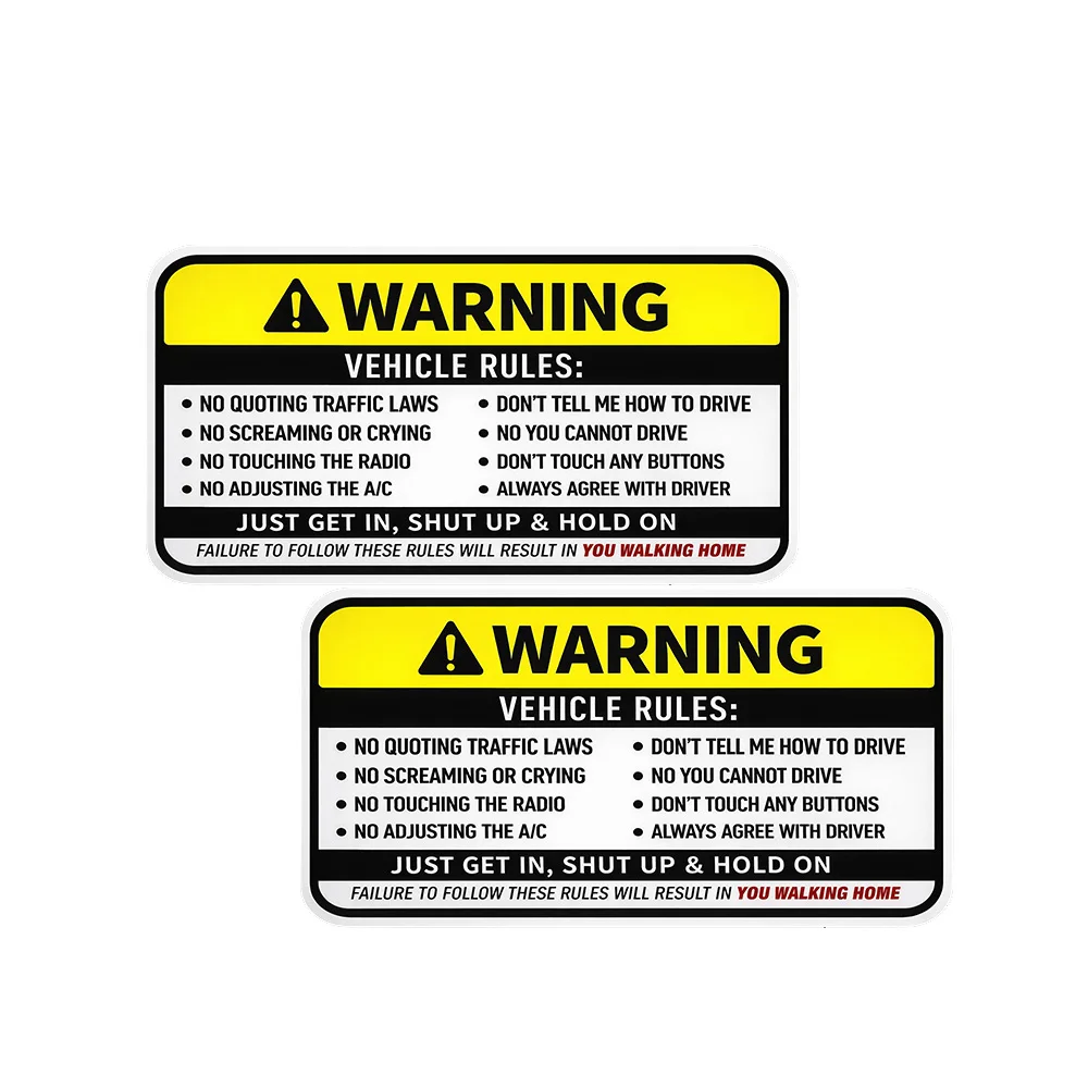 2PCs 5 x 3inch Vehicle Rules Funny For Bumper Sticker Car Truck Window