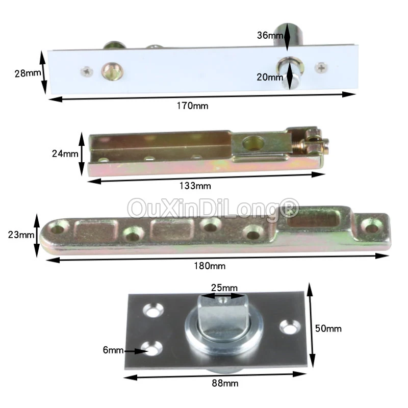 2Sets 360 Degree Rotation Heavy Duty Hidden Door Hinges Pivot Hinges Install Up and Down Hinges Loading 100KG GF1121