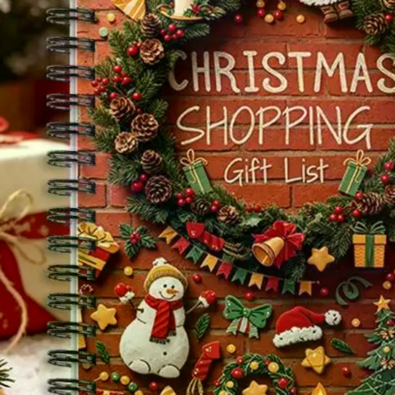 Christmas Gift Card Book Cute Cartoon Xmas Designs Spiral Bound Card Holder Organizer, Portable Holiday Office Creative Gift