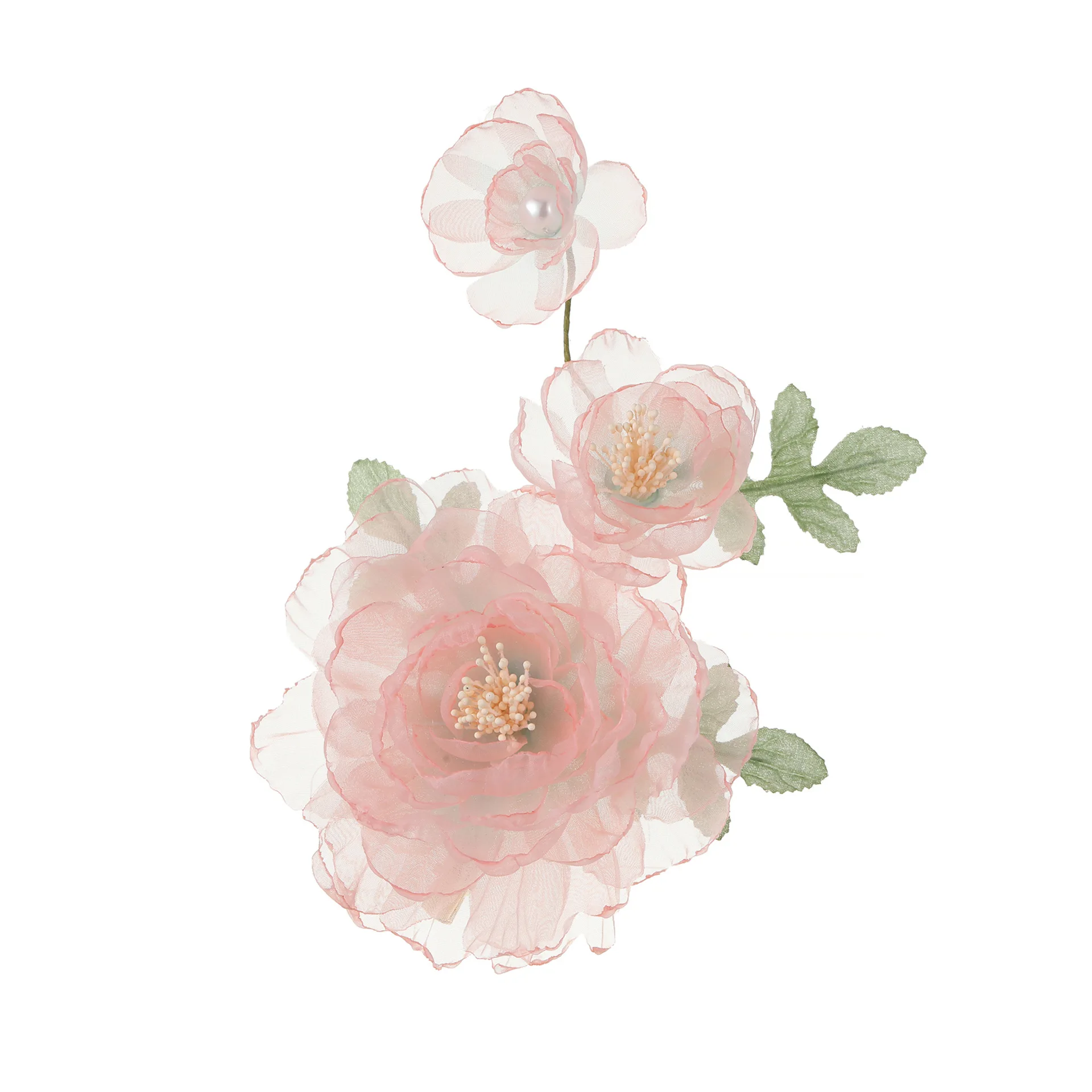 Pink Flower Hairpin Chinese Style Hair Clip Fairy Perm Floral Tiaras Vintage Hanfu Hair Accessories Retro Bridal Head Jewelry